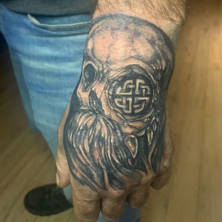 Scottish skull tattoo