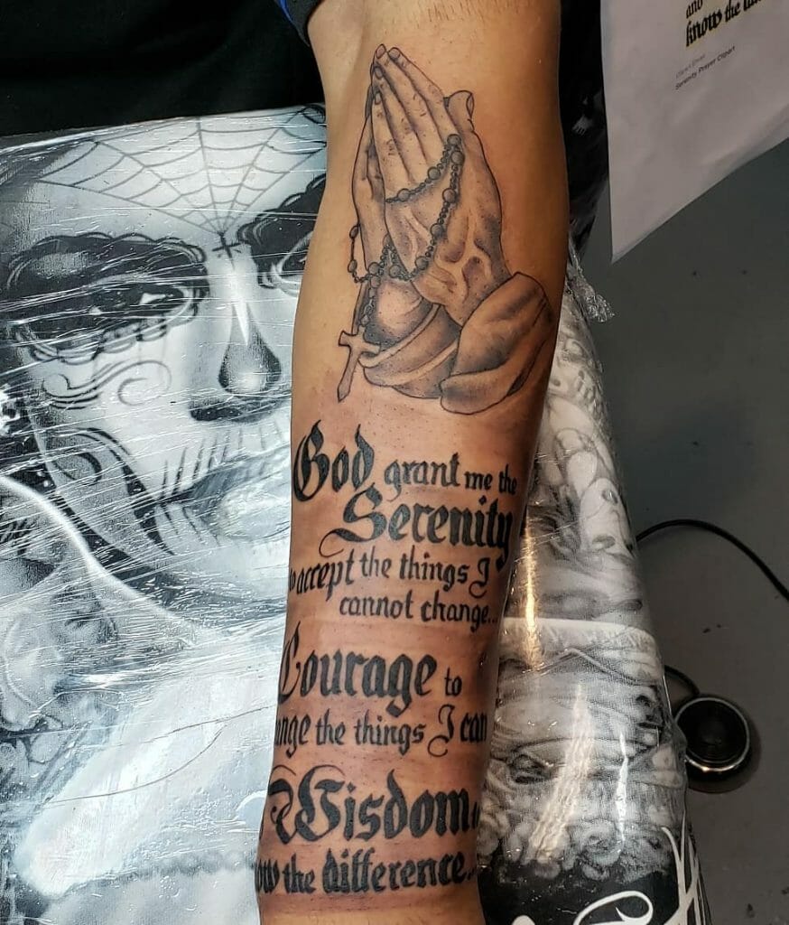 Serenity Prayer Praying Hands Tattoo