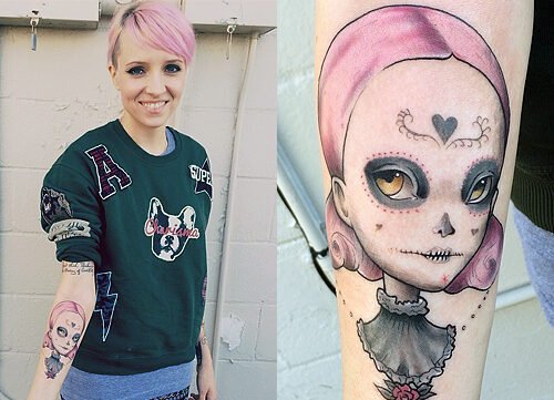 Sherri Dupree-Bemis Sugar Skull Tattoo on Forearm