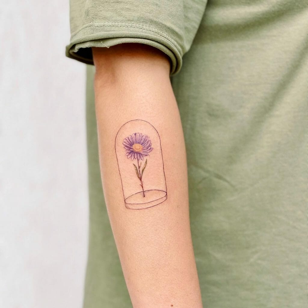 Simple and Creative Aster Flower Tattoo