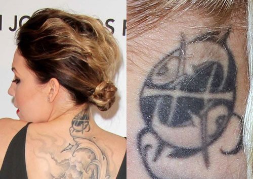 Skylar Grey Fish Tattoo on Neck