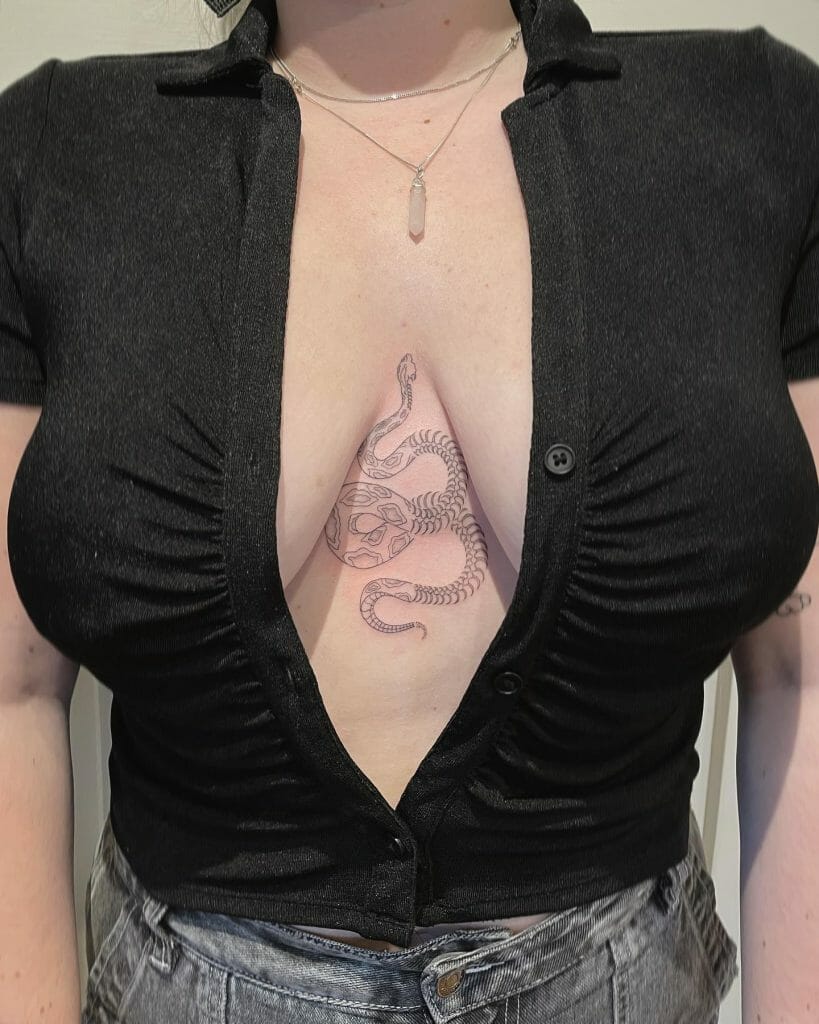 Snake Tattoo Under Chest Tattoo