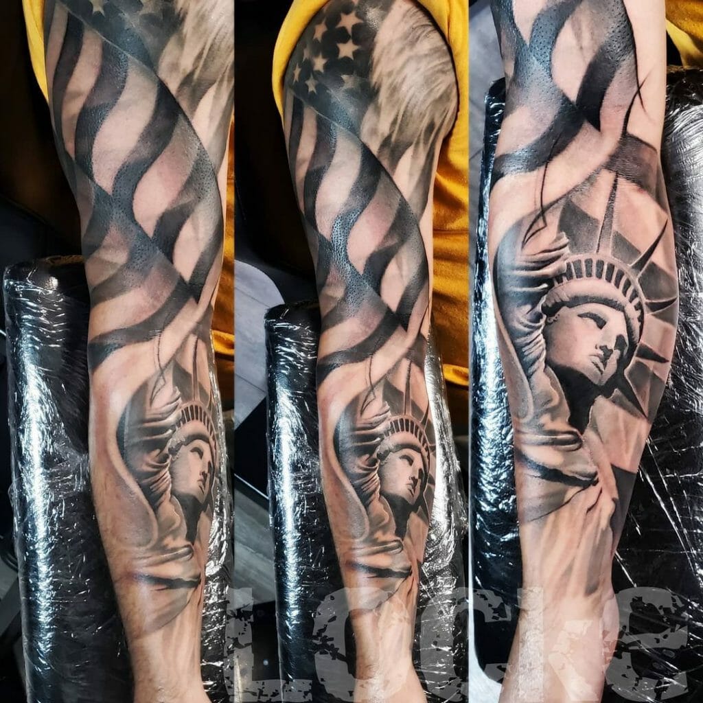 Statue of Liberty sleeve tattoo