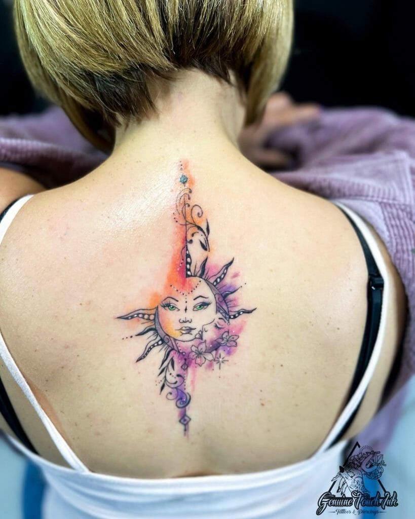 Sonne und Mond zurück Tattoo