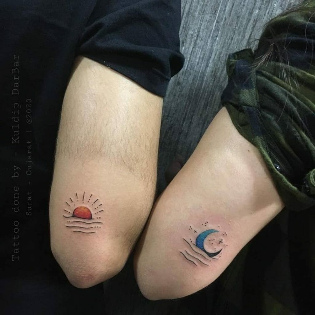 Sonne und Mond Paar Tattoo