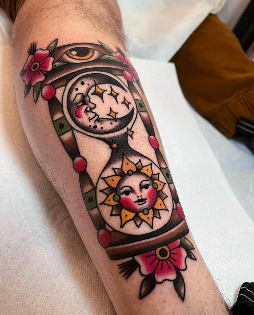 Sun And Moon Tattoo Inside An Hourglass-Ideen