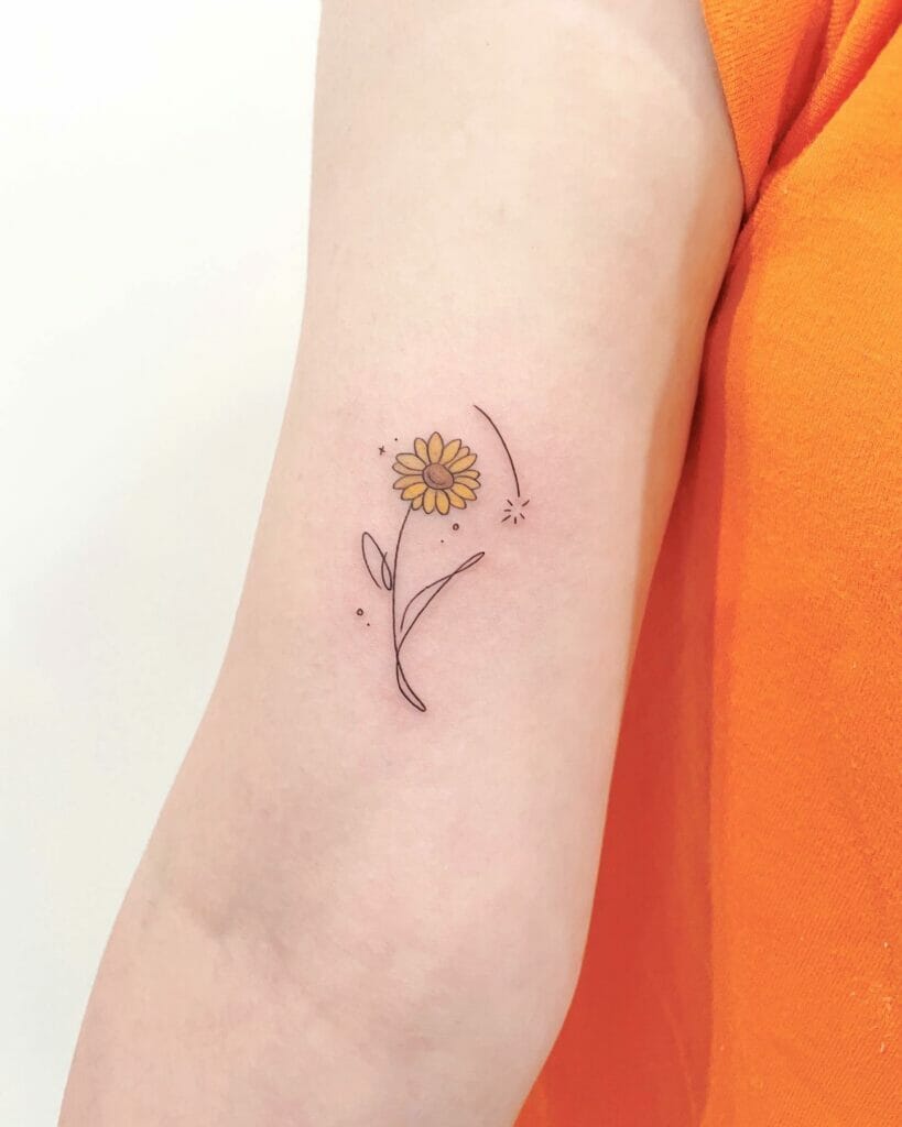 Minimalist style sunflower tattoo