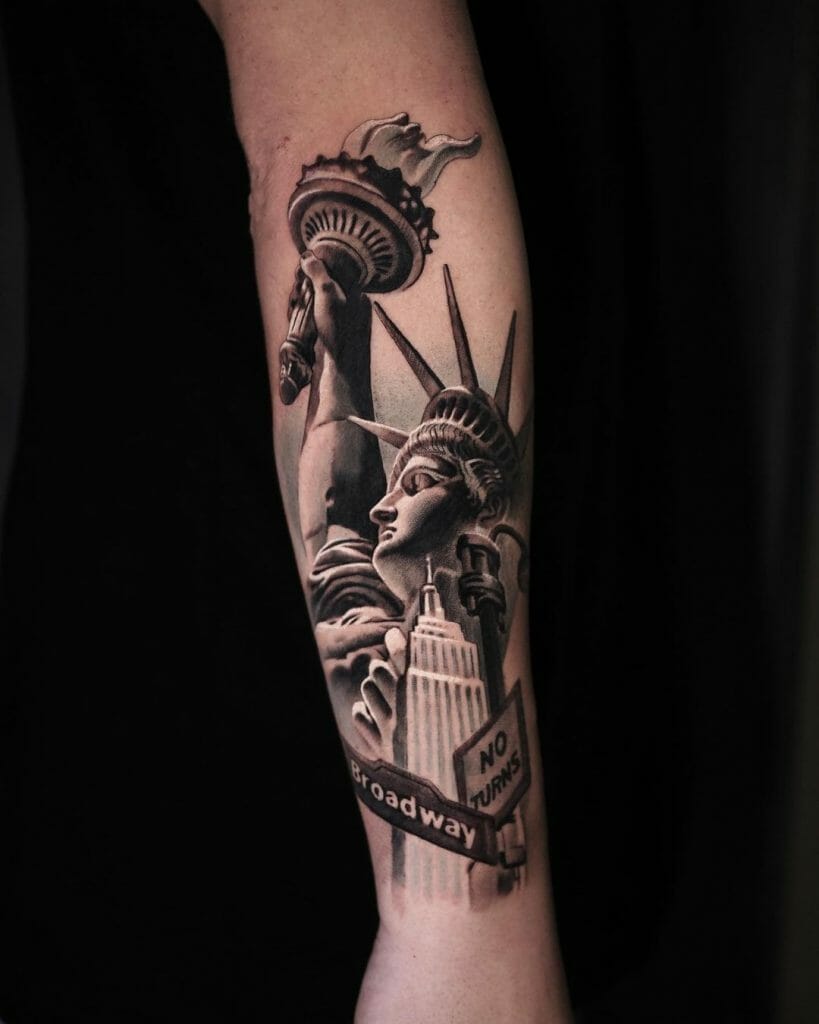 The Statue of Liberty and the Empire State Building Tattoo