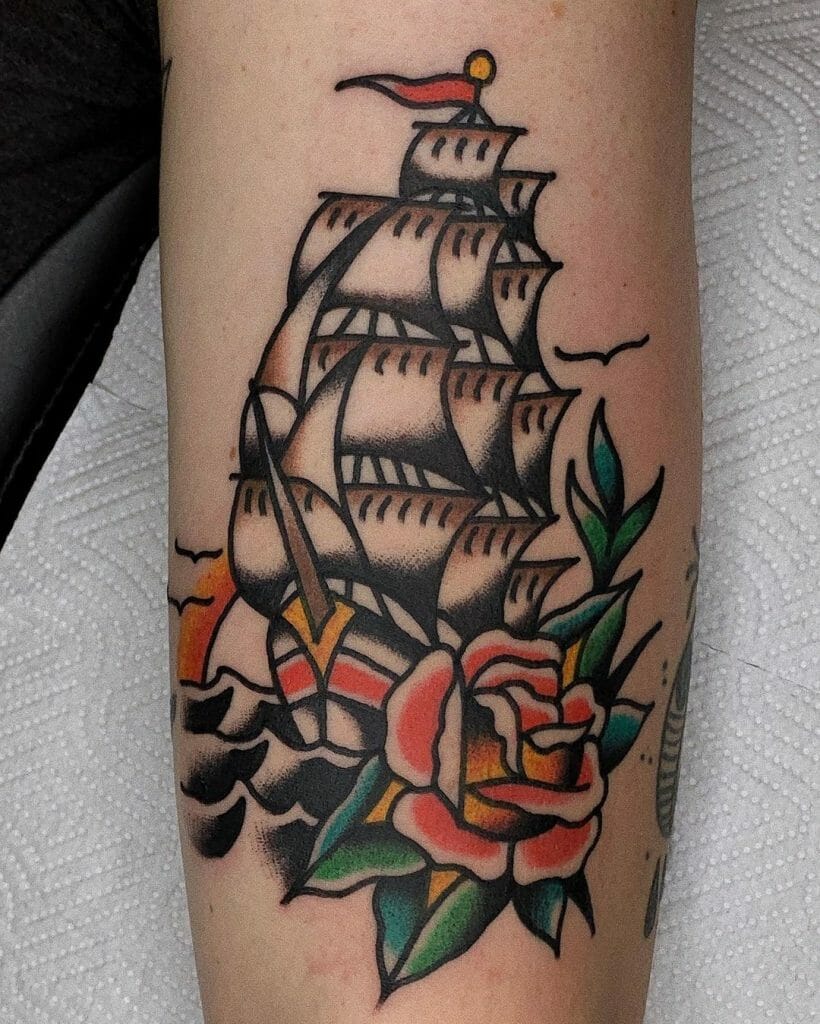 Traditional ship tattoo