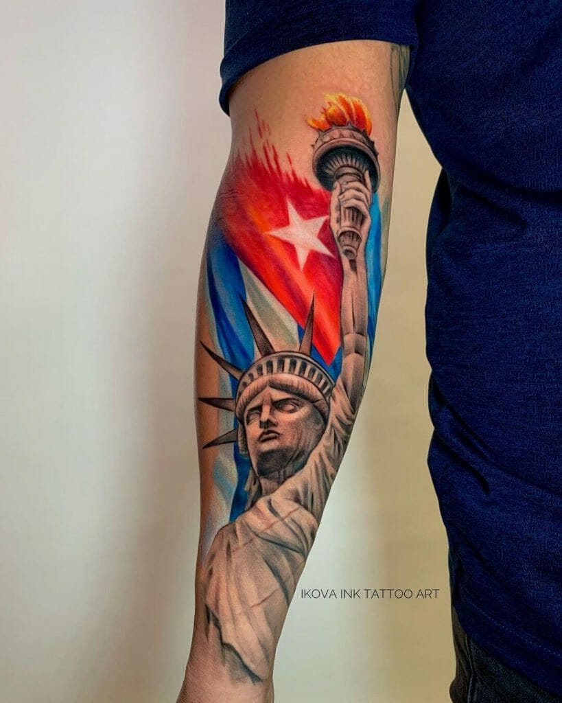 Vivid Statue of Liberty tattoo