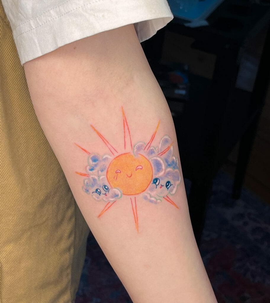 Aquarell Kleine Sonne Tattoo