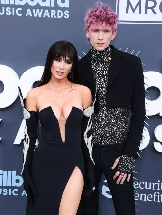 American actress Megan Fox and boyfriend/American rapper Machine Gun Kelly (Colson Baker) arrive at the 2022 Billboard Music Awards held at the MGM Grand Garden Arena on May 15, 2022 in Las Vegas, Nevada, United States.  2022 Billboard Music Awards - Arrivals, MGM Grand Garden Arena, Las Vegas, Nevada, U.S. - May 16, 2022