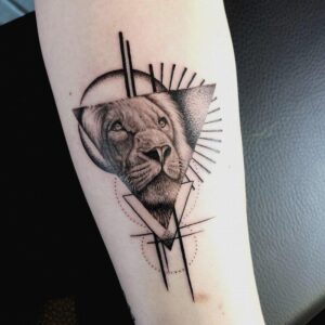 forearm blackgrey triangle tattoo