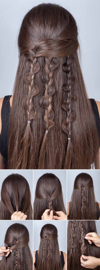 Three Braids with Pulled Out Strands