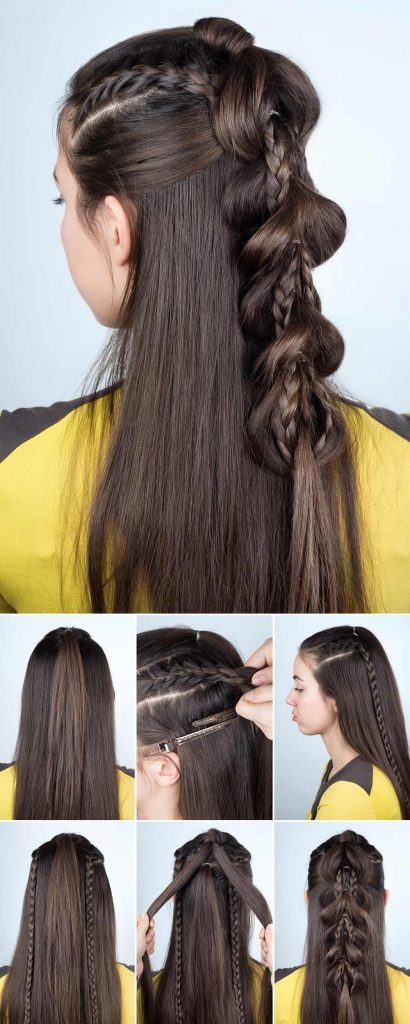 Voluminous Braided Half Up Ponytail