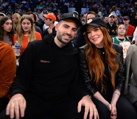 Lindsay Lohan with husband Bader Shammas Celebrities attend the Boston Celtics v New York Knicks game, New York, U.S. - November 05, 2022