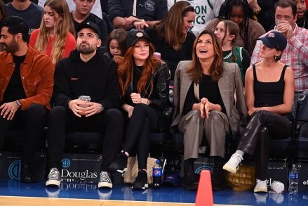 Lindsay Lohan with husband Bader Shammas, Mariska Hargitay Celebrities attend the Boston Celtics v New York Knicks game, New York, U.S. - November 05, 2022