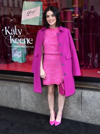 Lucy Hale Lucy Hale celebrates Katy Keene Windows at Saks Fifth Avenue, New York, USA - 05 February 2020. She wears Kate Spade, bag Salvatore Ferragamo, shoes Sarah Jessica Parker