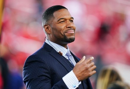 Editorial Use Only Mandatory Credit: Photo by Dave Shopland/BPI/Shutterstock (10526895bd) Two-time Emmy winner and Super Bowl champion Michael Strahan posed for Fox Sports Green Bay Packers vs. San Francisco 49ers, NFL Conference Championship , American Football, Levi's Stadium, USA - January 19, 2020