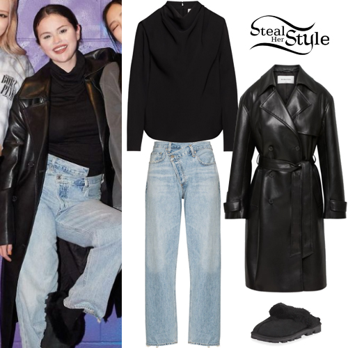 Selena Gomez: Black Leather Coat, Blue Jeans

+2023