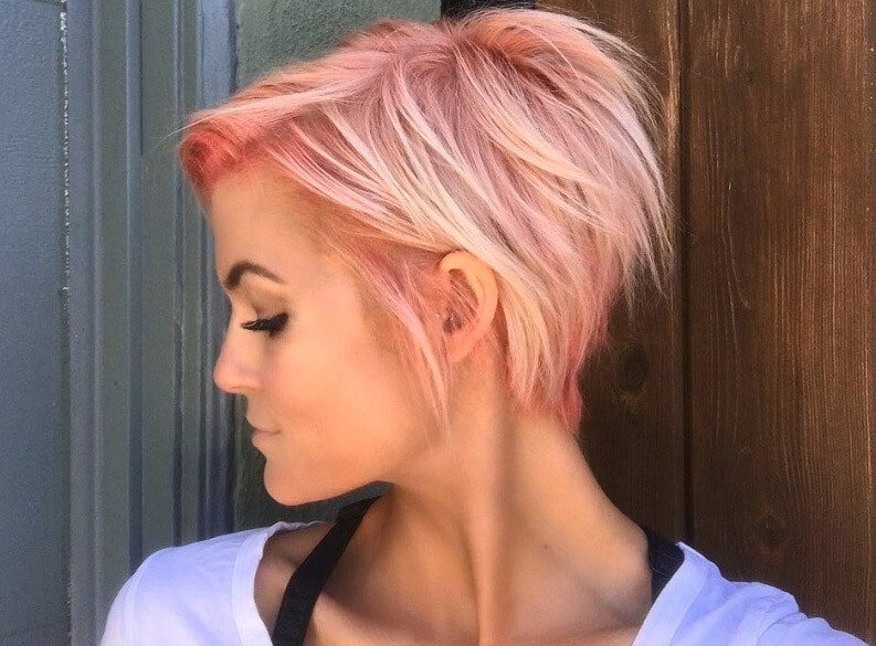 bob with shaved nape pink short hair