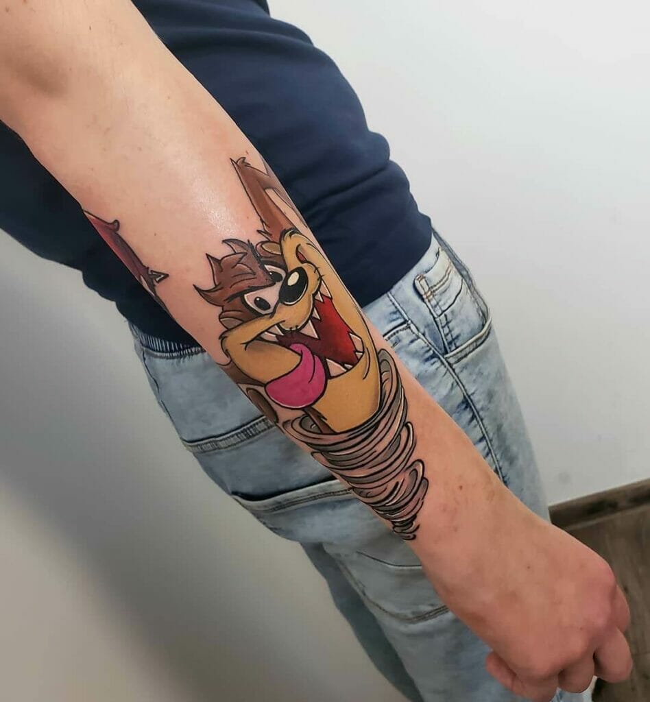 The cartoon character Tasmanian Devil Tattoo