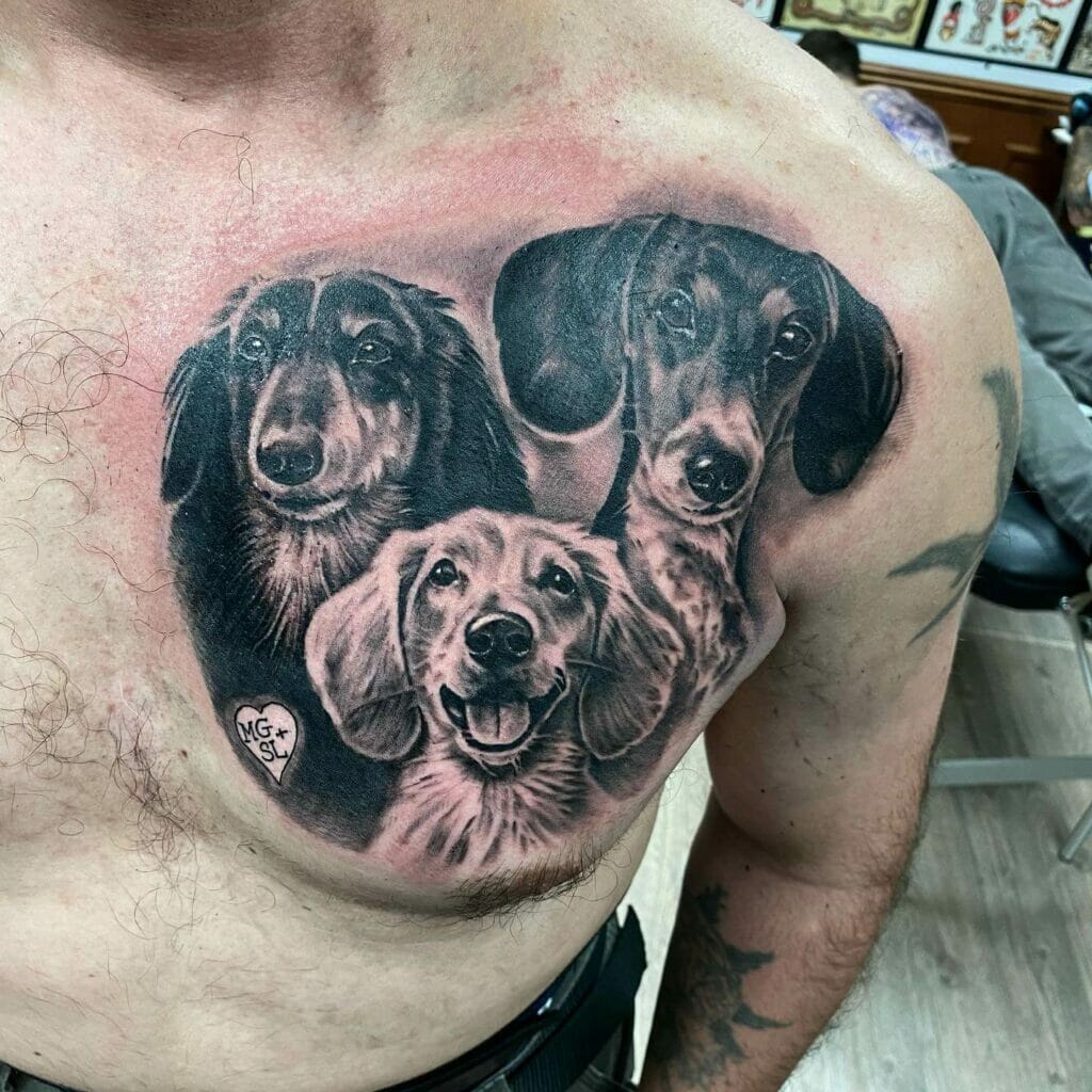 Wiener Hunde Brustportrait Tattoo