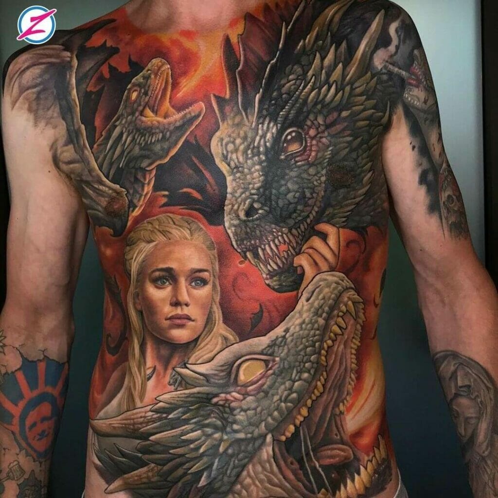 Game of Thrones inspired rising dragon tattoo