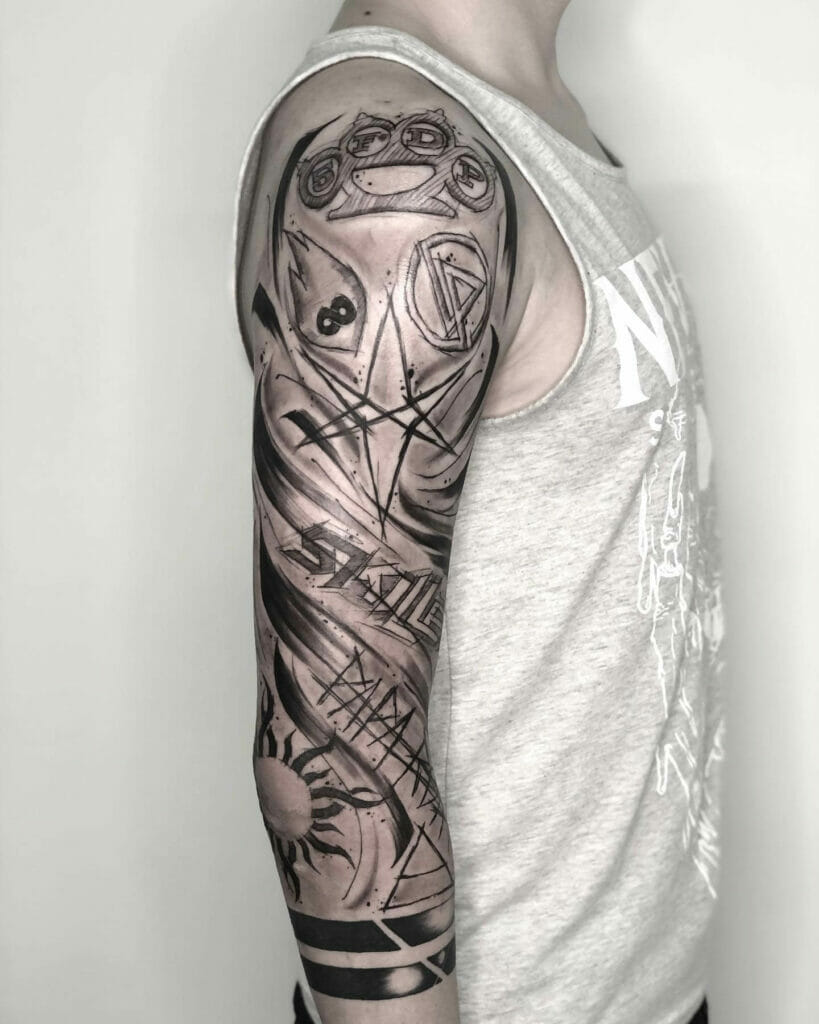 Full hand music tattoo sleeve