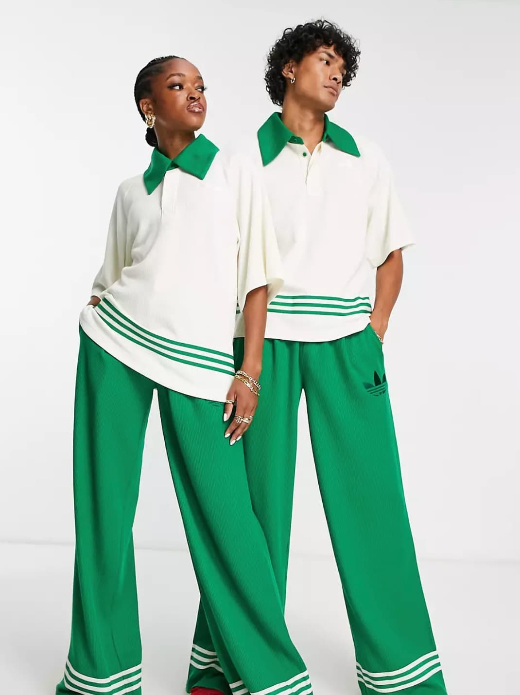 adidas Originals unisex adicolor 70s knit polo shirt off white