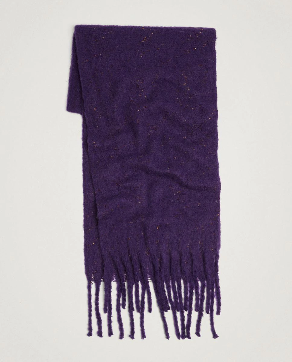 Plain purple fringed scarf