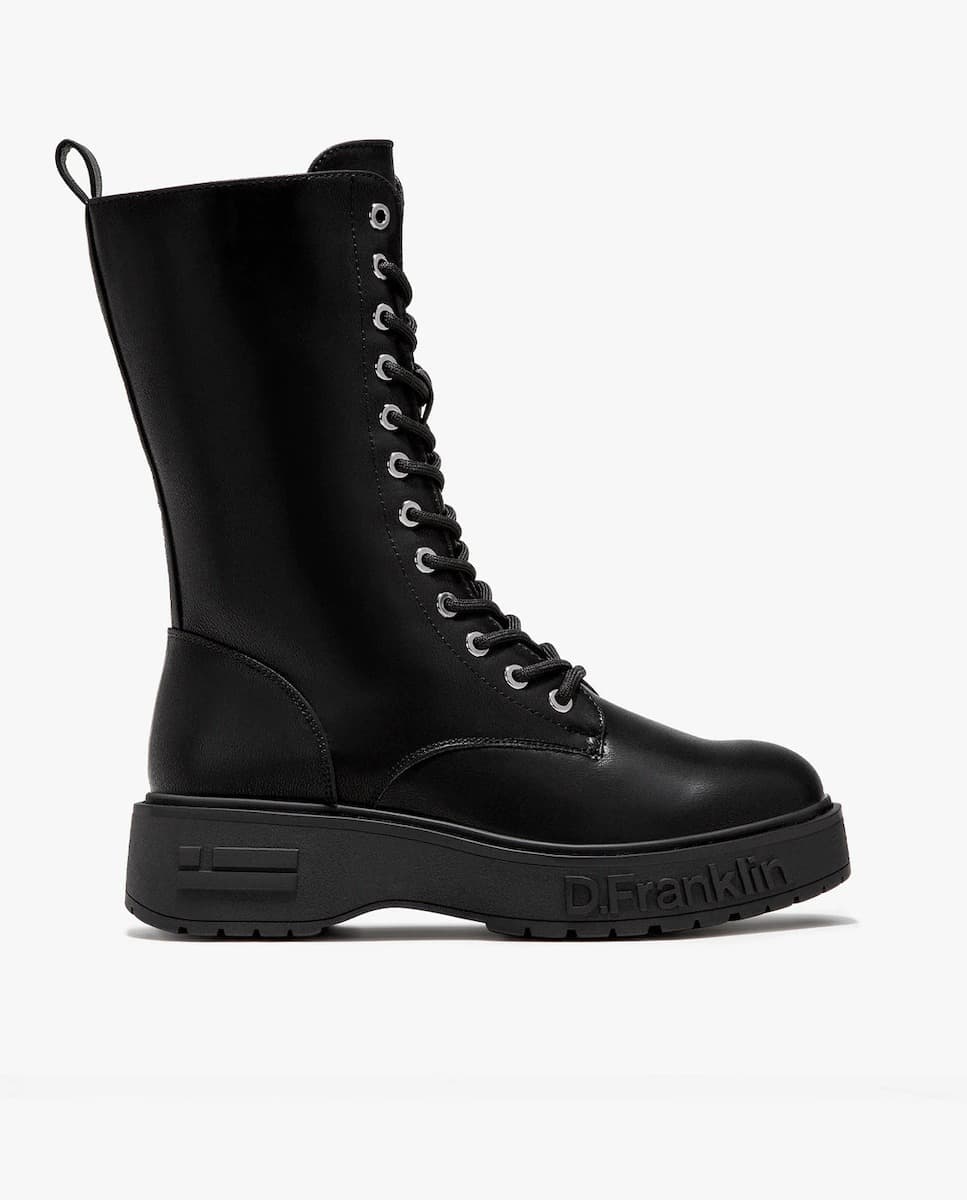 Black high-top lace-up boots