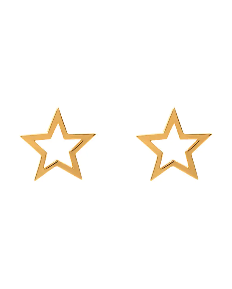 Empty Star collection earrings in gold-finish silver with hollow star