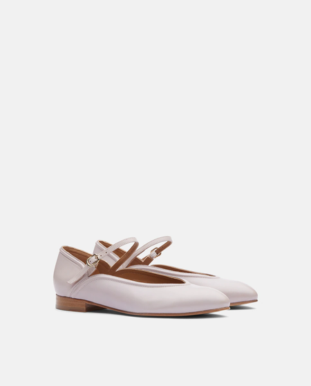 Women's Nude Leather Mary Janes