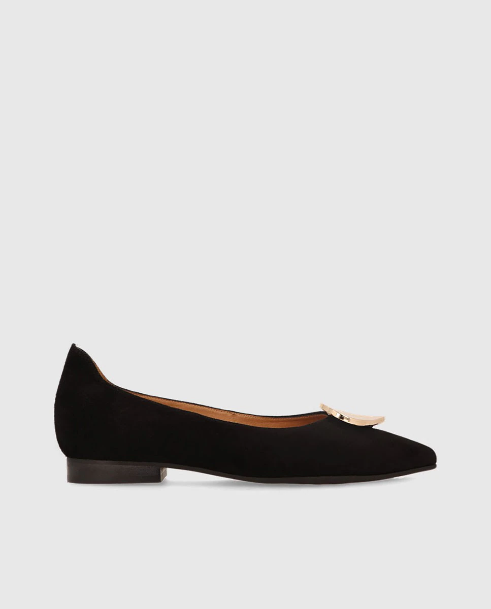 Ballerinas in black suede with a heart appliqué from Lodi