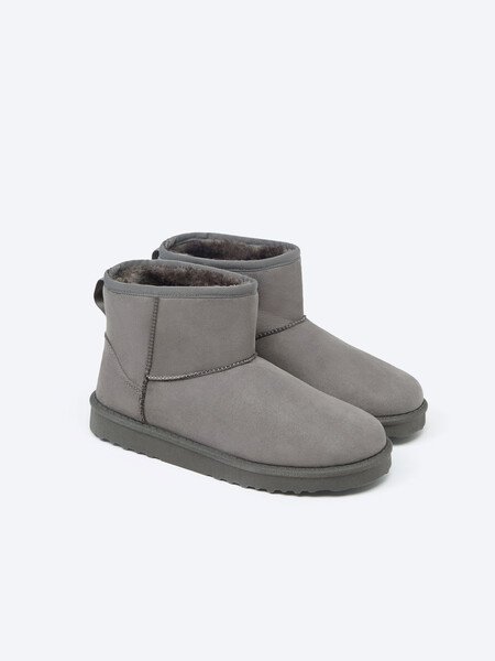 Gray Lined Ankle Boots