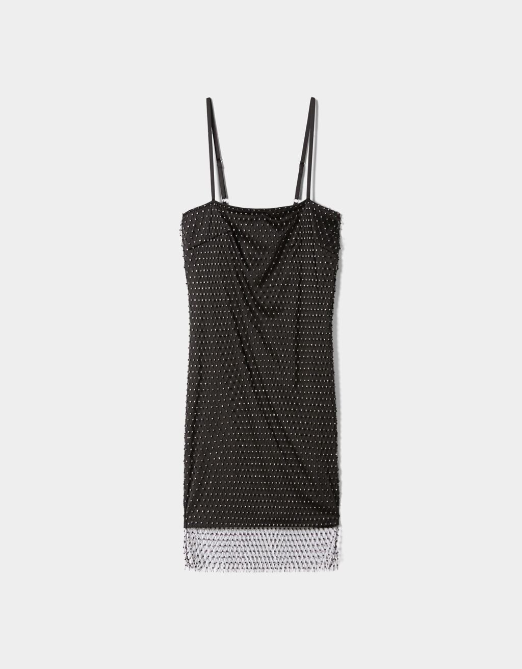 Mini strappy metallic mesh dress with strass.