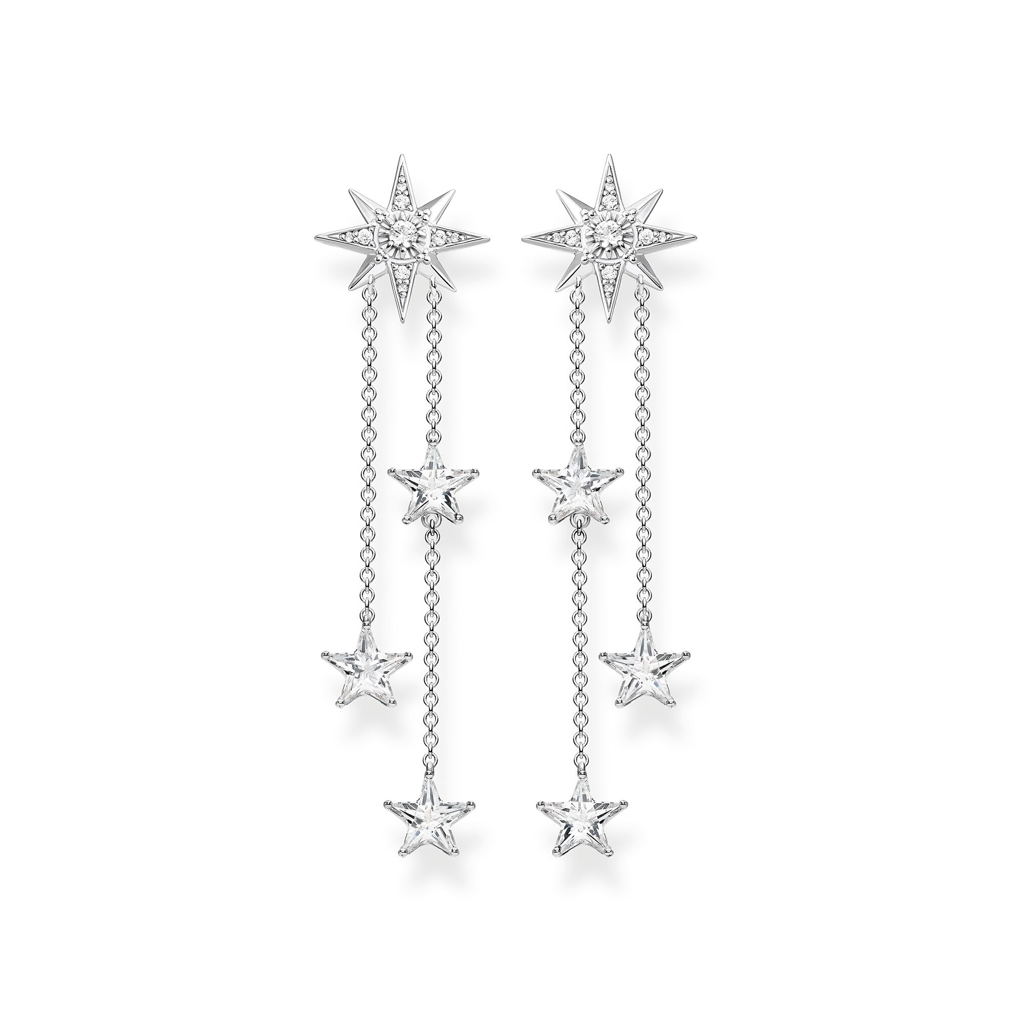 Silver star earrings.