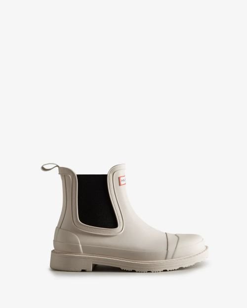 Hunter Original pattern molded rubber sole ankle boots in white