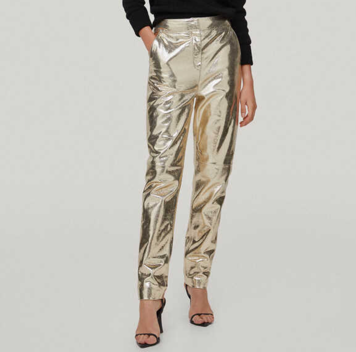 Light metallic leather pants