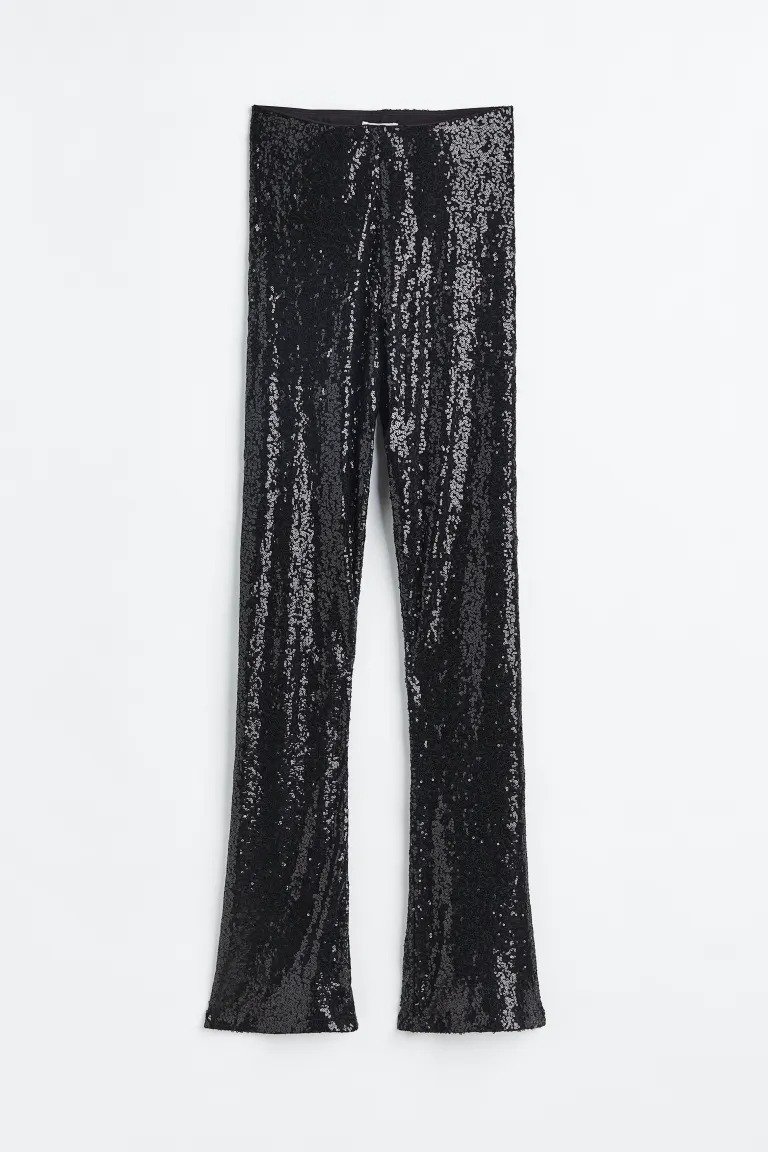 Flared sequin leggings