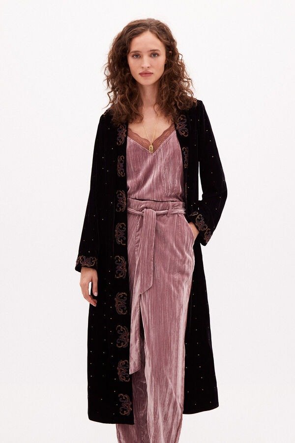 Danae Long embroidered velvet kimono