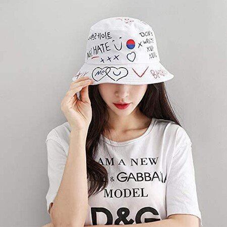 Bucket Hat In White With Letter Design On Amazon