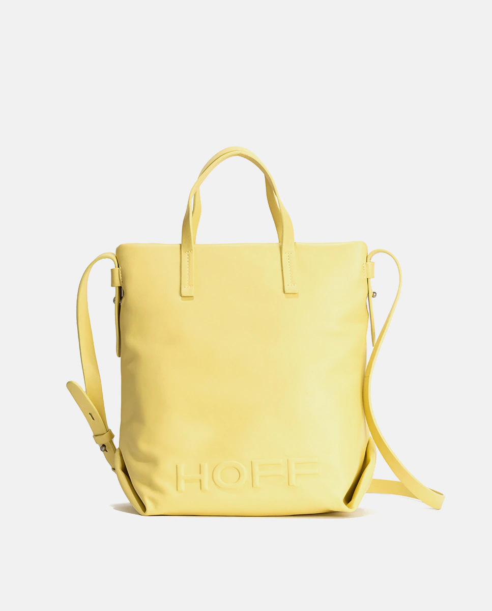 Medium yellow leather shopper with zip by Hoff