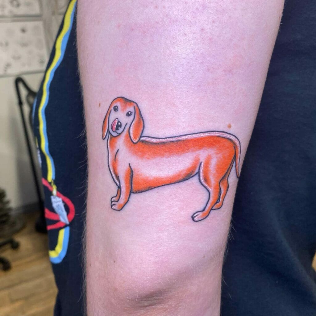 Einfaches und farbenfrohes Wiener Dog Tattoo