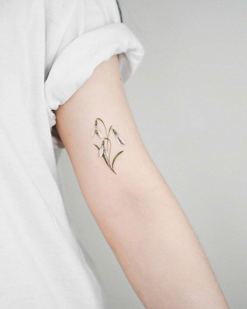 White Snowdrop January Birth Flower Tattoo