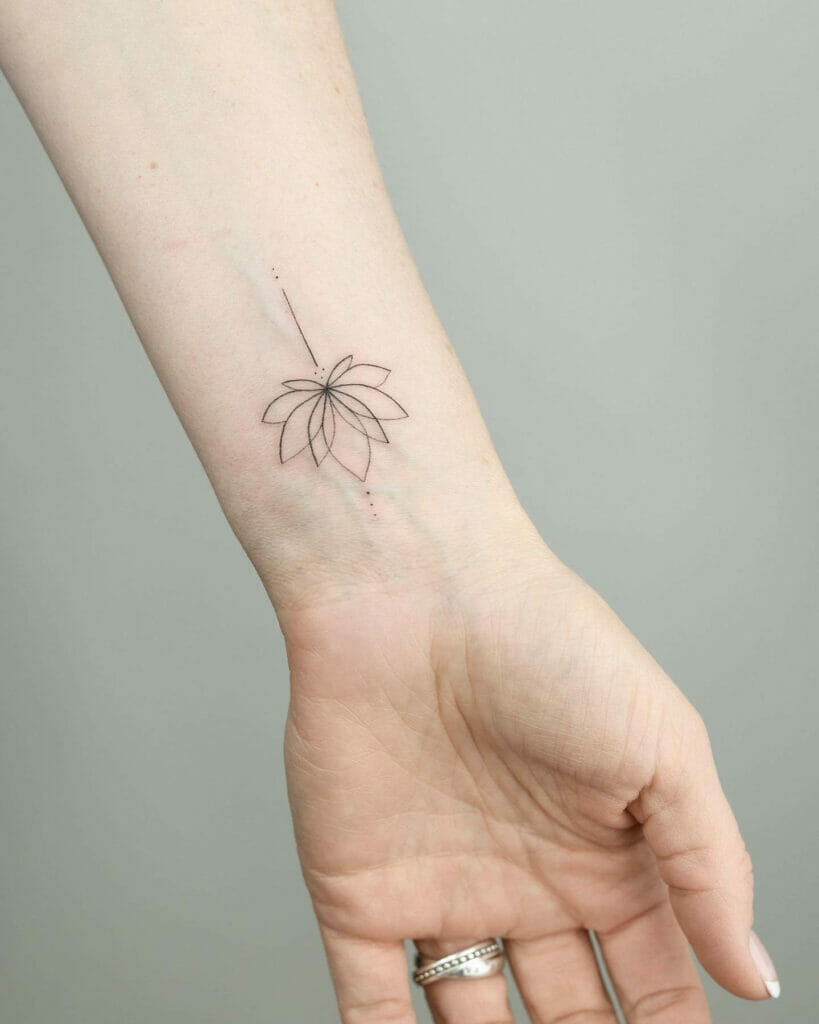 Minimalistischer Handgelenkumriss Lotus Tattoo Design