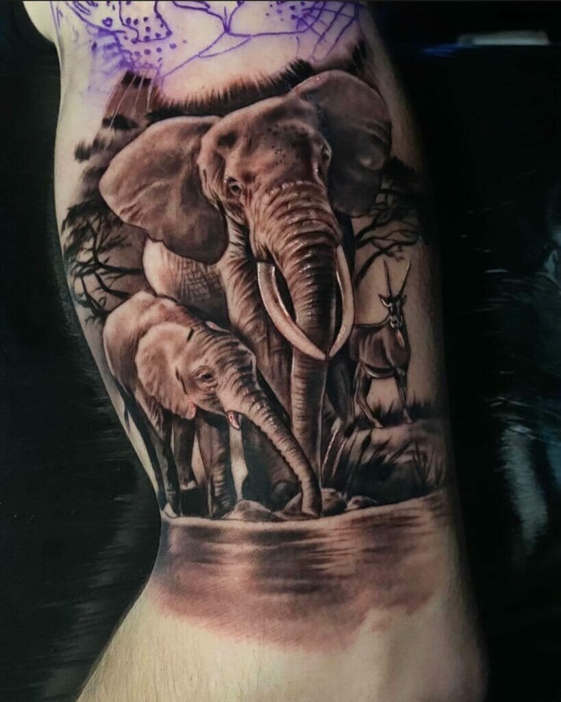 Maternity Elephant Family Tattoo 
