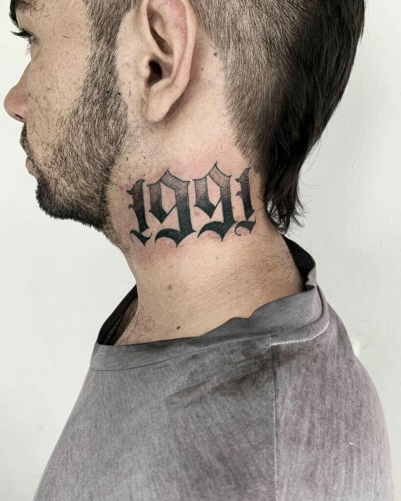 1991 birth year neck tattoo