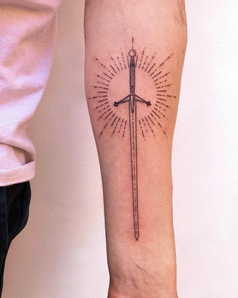 sun and sword tattoo design